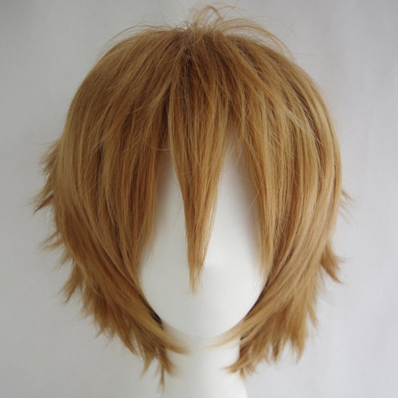 Aicos Alacos Short Fashion Spiky Layered Anime Cosplay Wig Light Brown Women Mens Boys Male Short Straight Party Costume Dress Synthetic Wig One Size - Image 3